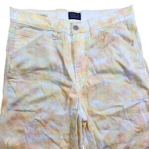 Levis Tie-Dye Jeans Size 32x30 Yellow & Orange Cotton Casual Relaxed F